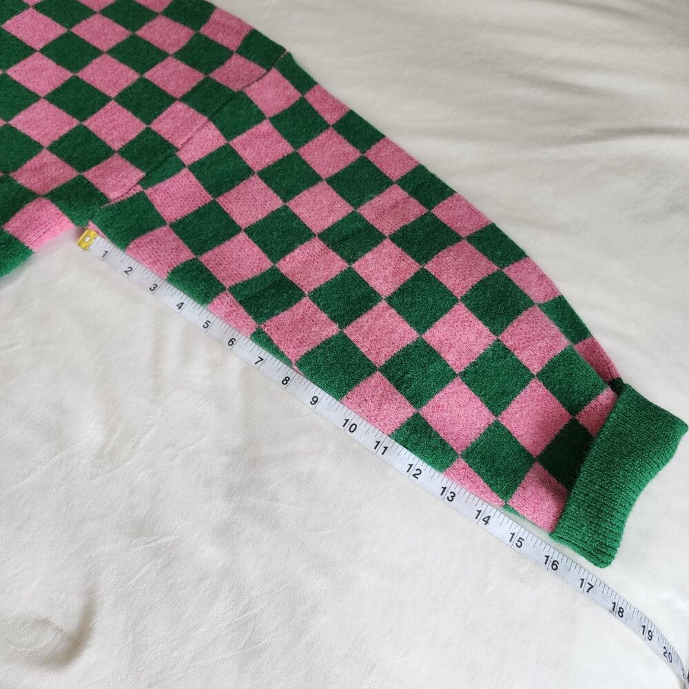 🫧🧹 WICKED Theme Pink & Green Checkered Cardigan 1X/2X - Picture 13 of 13